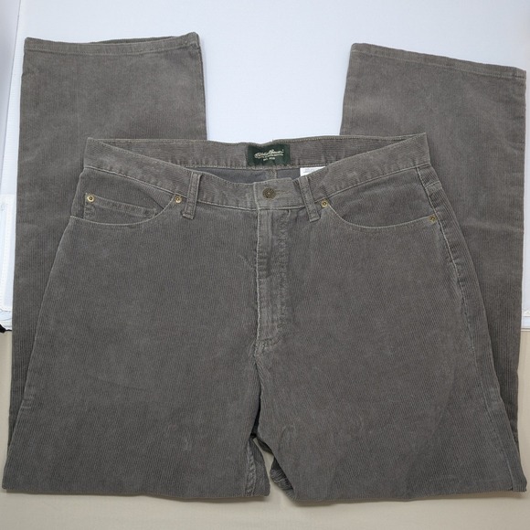 Eddie Bauer Mens Corduroy Pants Grey Straight Leg 100% Cotton 35x30 D3753725 - Picture 2 of 14